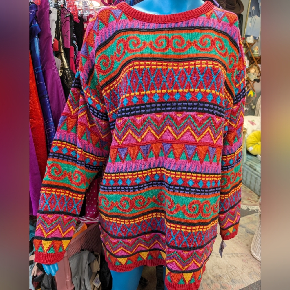 CW USA Made Crazy colored sweater Size Large